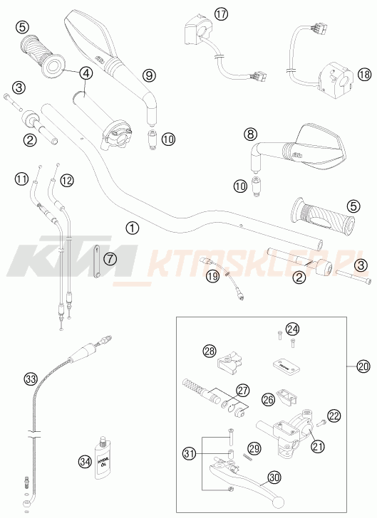 Schemat "kierownica i osprzęt" do KTM 990 SUPERMOTO R
