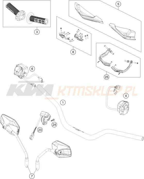 Schemat "kierownica i osprzęt" do KTM 690 SMC R