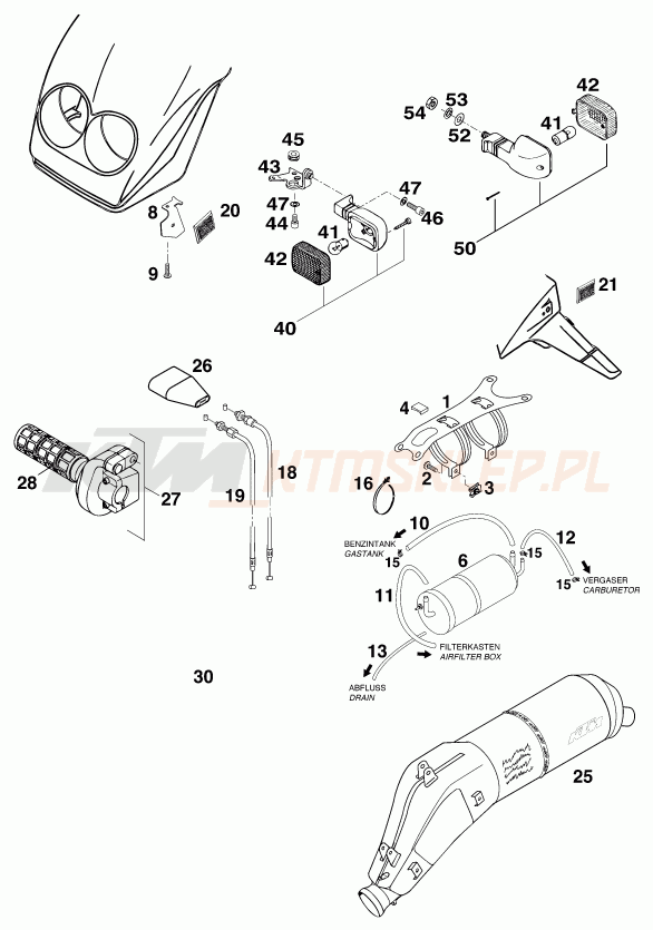 Schemat "NEW PARTS" do KTM 620 DUKE 37KW