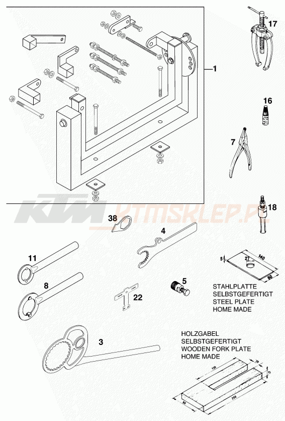 Schemat "Special tools (engine)" do KTM 200 EXC - GS 8kW