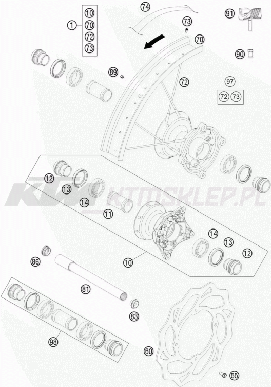 Schemat "koło przód" do KTM 85 SX 19/16