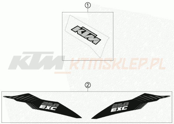 Schemat "naklejki" do KTM 250 EXC
