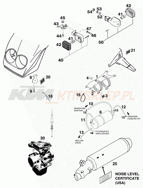 Schemat "NEW PARTS" do KTM 400 DUKE/ 20kW