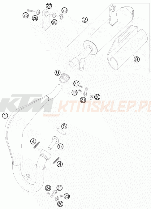 Schemat "układ wydechowy" do KTM 50 SX MINI