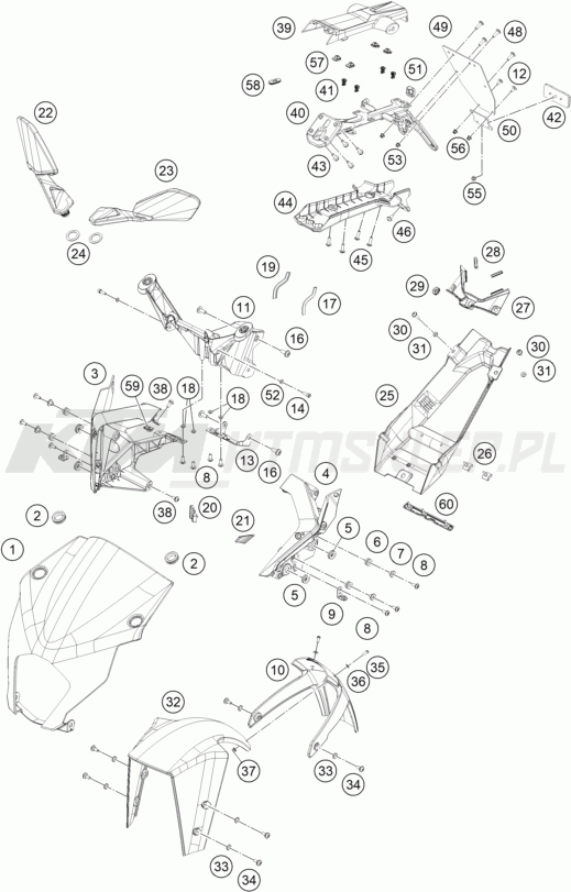 Schemat "czasza, błotniki" do KTM RC 200 ABS