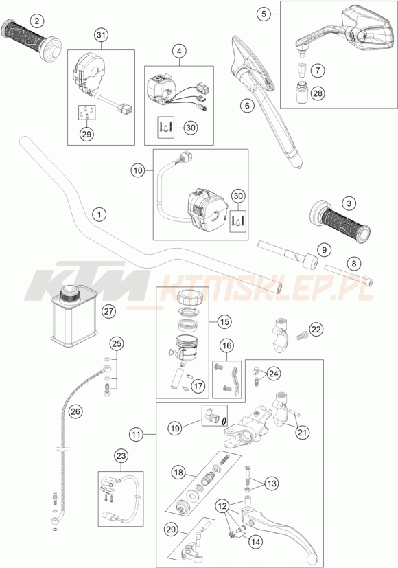 Schemat "kierownica i osprzęt" do KTM 1290 Super Duke R