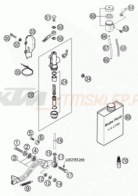 Schemat "tył hamulec - pompa" do KTM 660 SUPERMOTO FACTORY REPL.