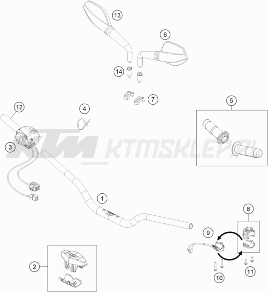 Schemat "kierownica i osprzęt" do KTM FREERIDE E-SM