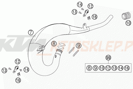 Schemat "układ wydechowy" do KTM 144 SX