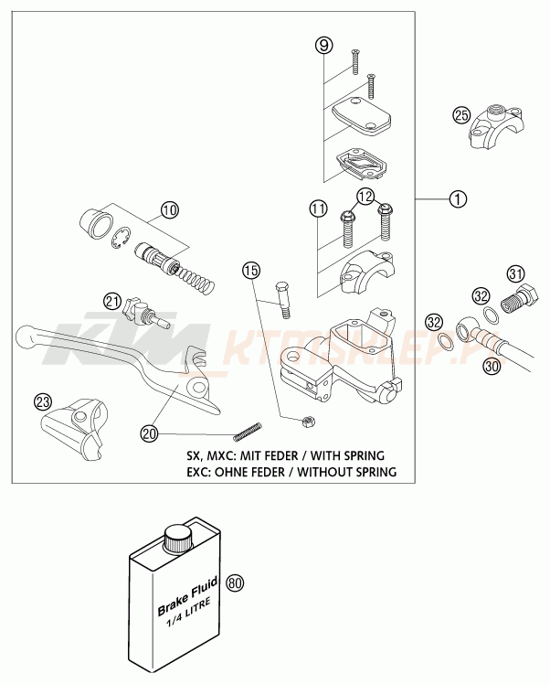 Schemat "przedni hamulec" do KTM 520 SX RACING