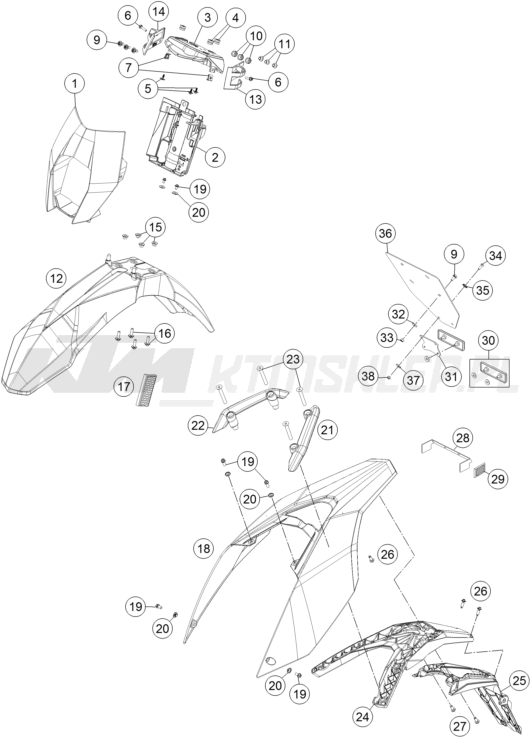 Schemat "czasza, błotniki" do KTM 690 SMC R ABS
