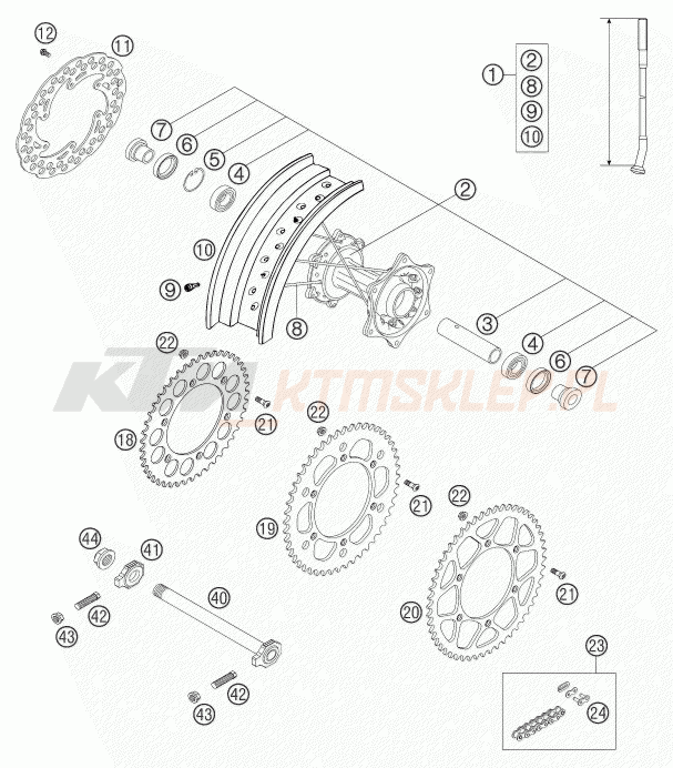 Schemat "koło tył" do KTM 525 SMR