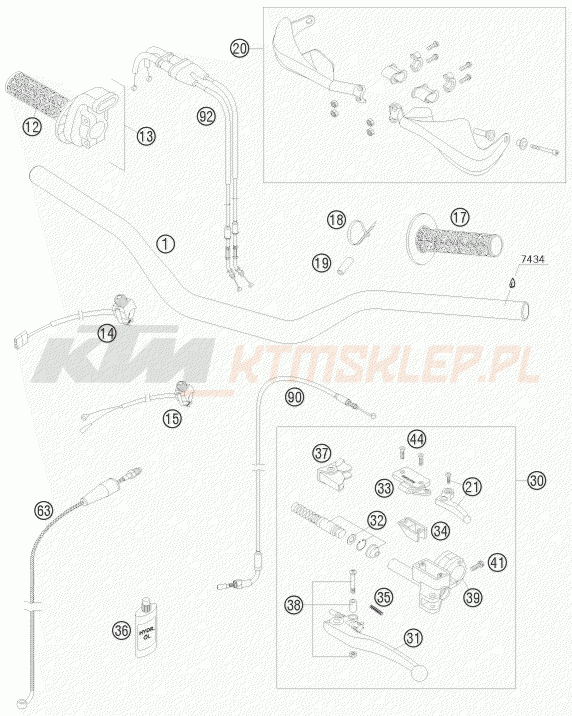 Schemat "kierownica i osprzęt" do KTM 450 SMR