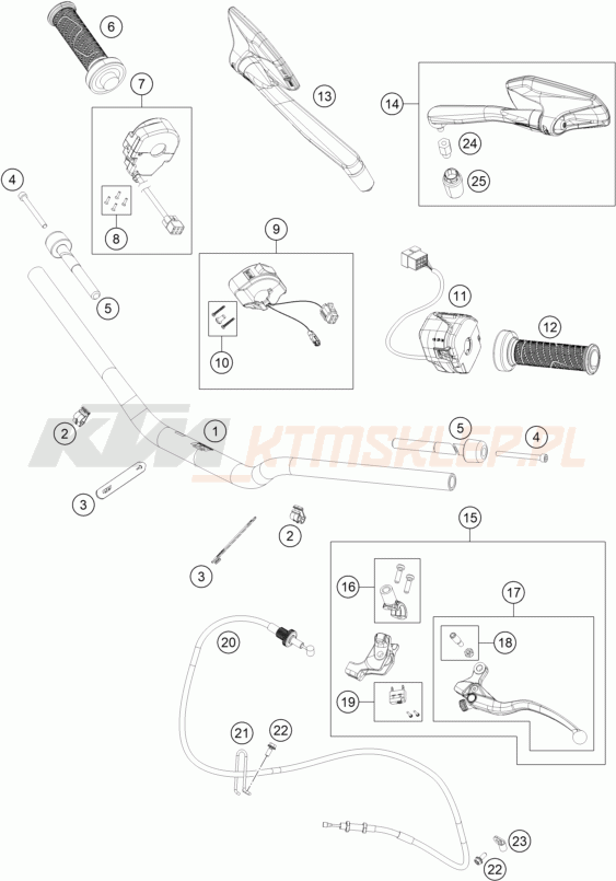 Schemat "kierownica i osprzęt" do KTM 890 Duke R