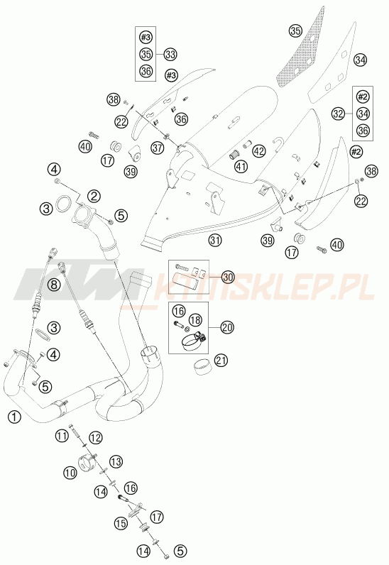 Schemat "układ wydechowy" do KTM 990 SUPER DUKE R