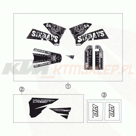 Schemat "naklejki" do KTM 250 EXC-F SIX DAYS