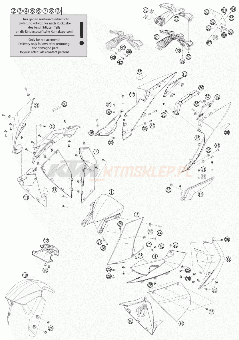 Schemat "czasza, błotniki" do KTM 1190 RC 8R LIMITED RED BULL