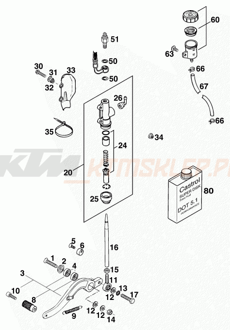 Schemat "tył hamulec - pompa" do KTM 620 DUKE-E 37KW