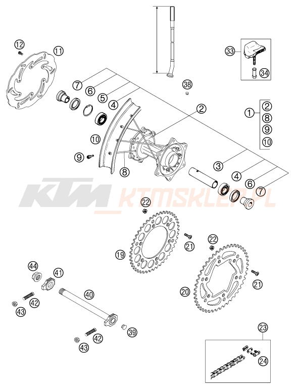 Schemat "koło tył" do KTM 125 SX