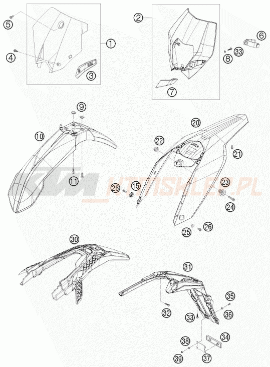 Schemat "czasza, błotniki" do KTM 300 EXC-E