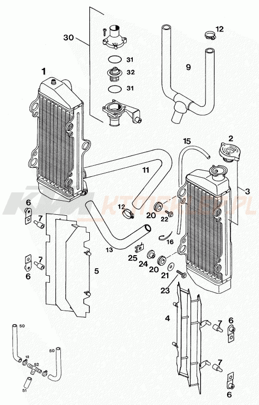 Schemat "układ chłodzenia" do KTM 250 SX M/Ö
