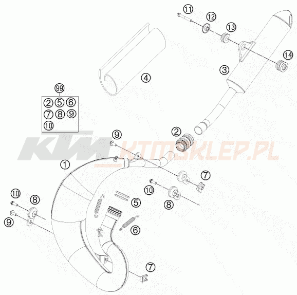 Schemat "układ wydechowy" do KTM 65 SX