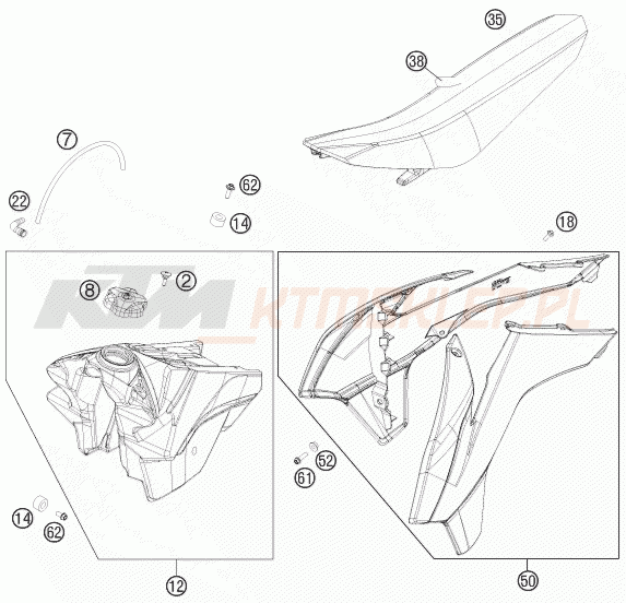 Schemat "TANK, SEAT" do KTM 450 SX-F