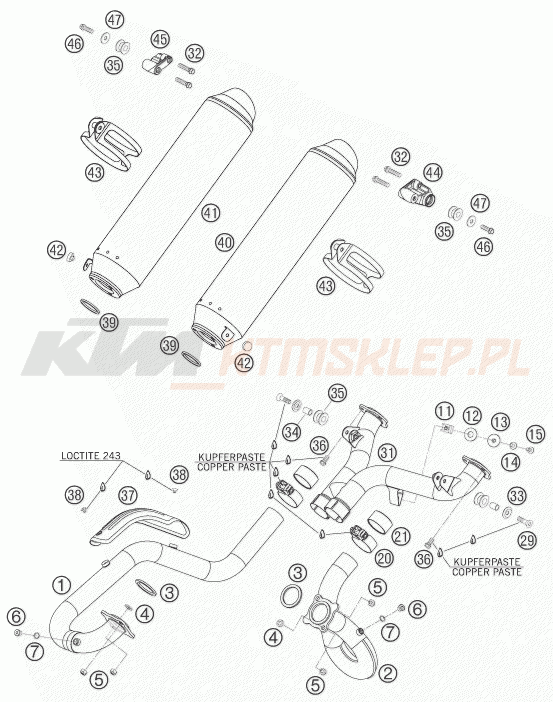 Schemat "układ wydechowy" do KTM 950 SUPERENDURO R