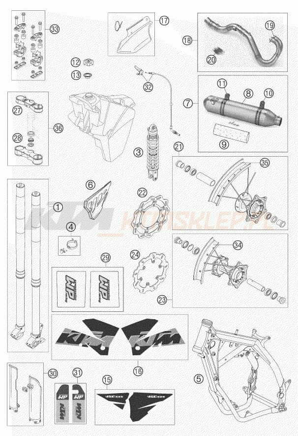 Schemat "NEW PARTS" do KTM 450 SXS RACING