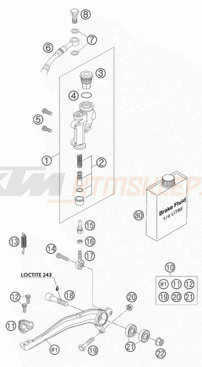Schemat "tył hamulec - pompa" do KTM 525 SMR