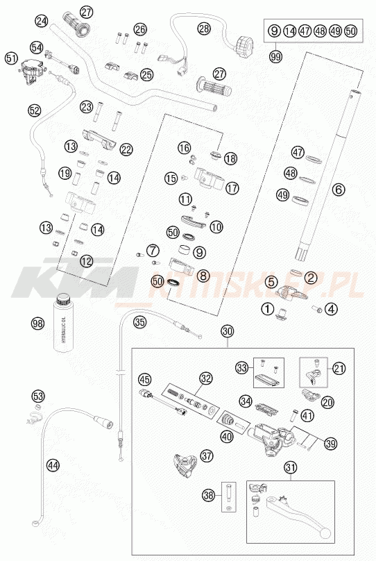 Schemat "kierownica i osprzęt" do KTM 525 XC ATV