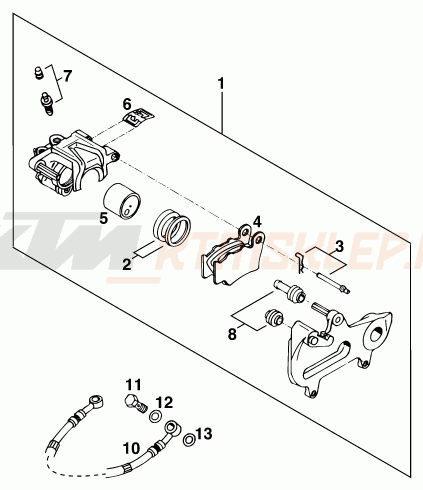 Schemat "zacisk hamulcowy tył" do KTM 125 EXC