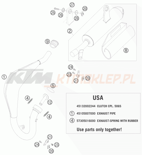 Schemat "układ wydechowy" do KTM 50 MINI ADVENTURE