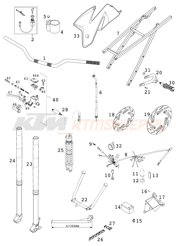 Schemat "NEW PARTS" do KTM 125 SX