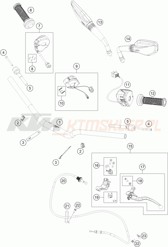Schemat "kierownica i osprzęt" do KTM 890 DUKE