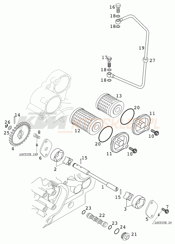 Schemat "smarowanie silnika" do KTM 520 EXC RACING
