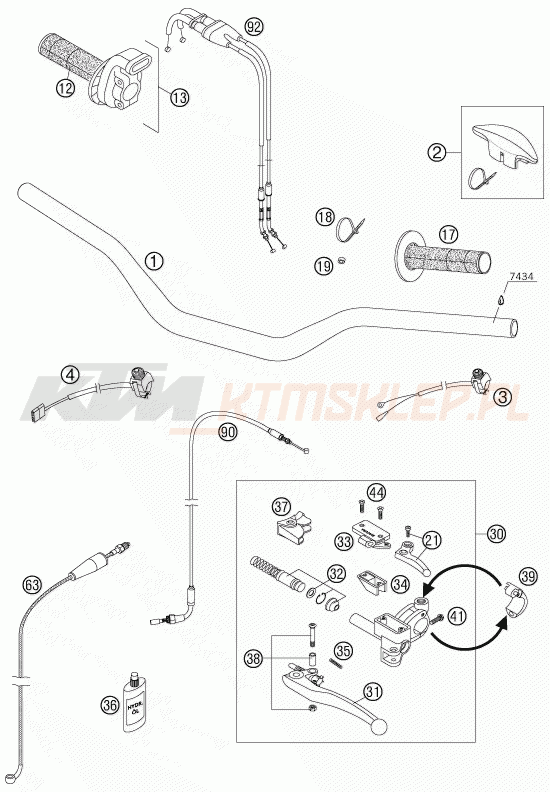 Schemat "kierownica i osprzęt" do KTM 450 SX-F