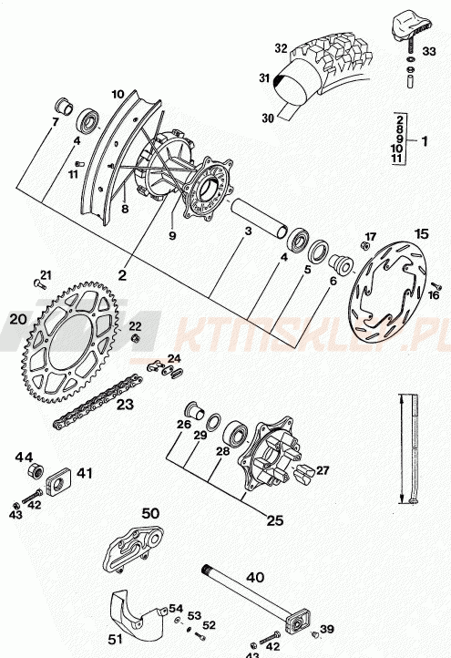 Schemat "koło tył" do KTM 350 E-XC 4T