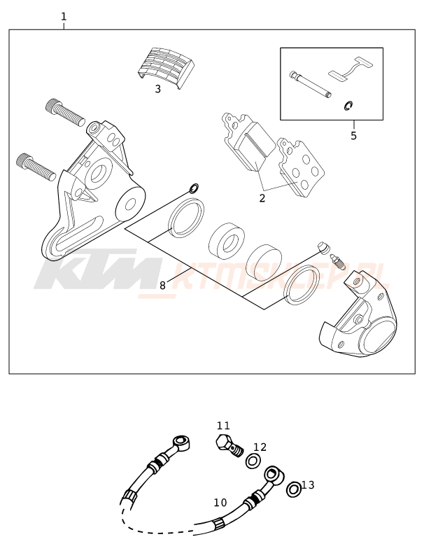 Schemat "zacisk hamulcowy + tarcza przód" do KTM 65 SX