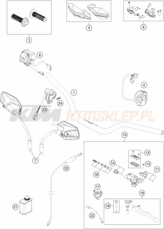 Schemat "kierownica i osprzęt" do KTM 690 ENDURO R