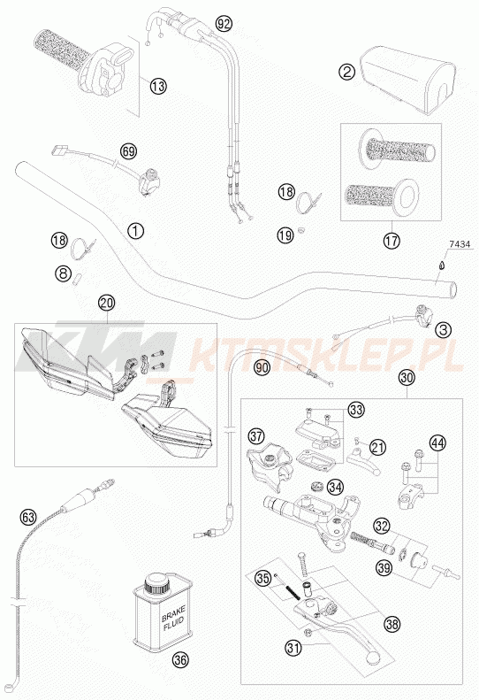 Schemat "kierownica i osprzęt" do KTM 250 SX-F FACT.REPL.MUSQ. ED