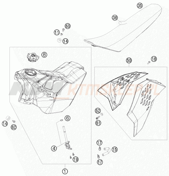 Schemat "TANK, SEAT" do KTM 530 EXC-R