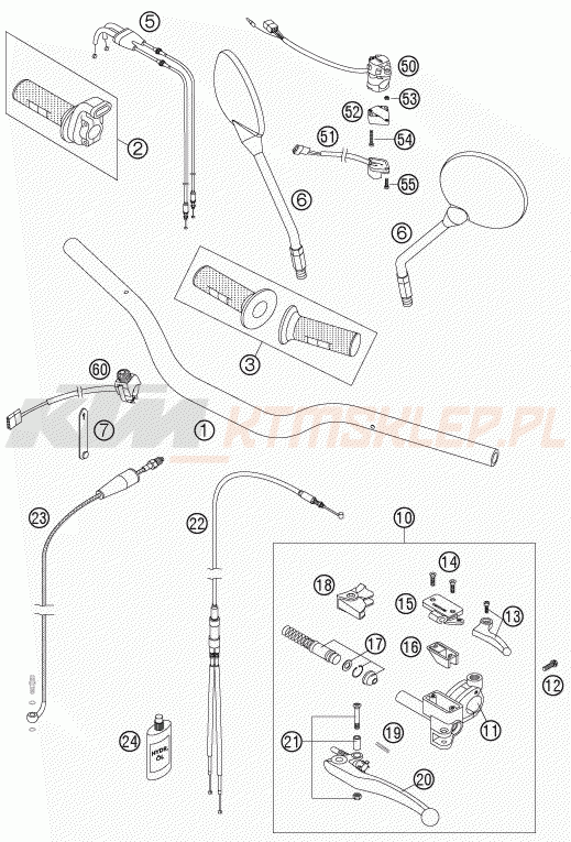 Schemat "kierownica i osprzęt" do KTM 950 SUPERENDURO R