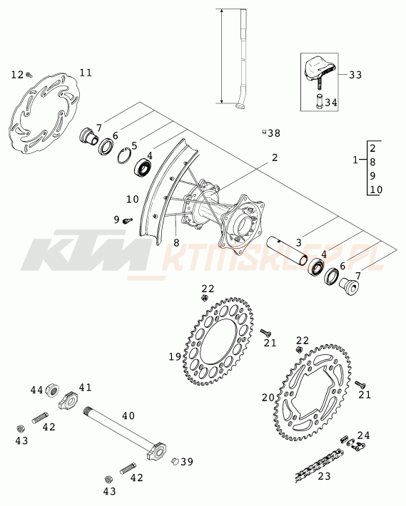 Schemat "koło tył" do KTM 125 EXC