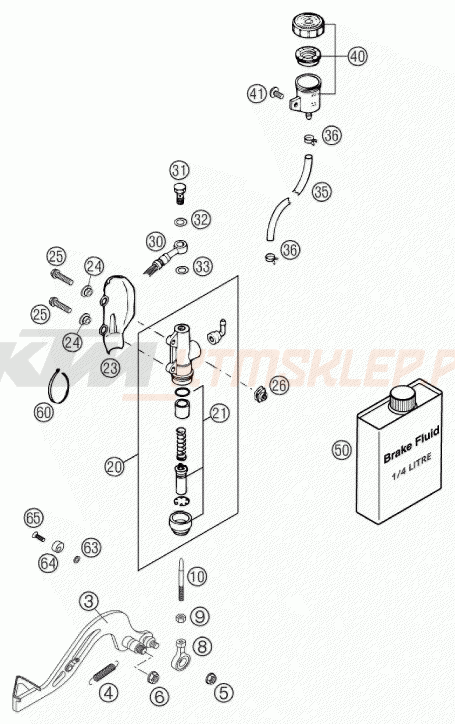 Schemat "tył hamulec - pompa" do KTM 65 SX