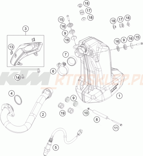 Schemat "układ wydechowy" do KTM 125 DUKE