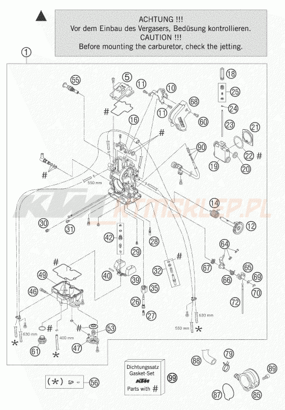 Schemat "gaźnik" do KTM 250 EXC FACTORY