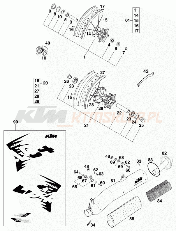 Schemat "NEW PARTS" do KTM 620 LC-4 SUPER-MOTO
