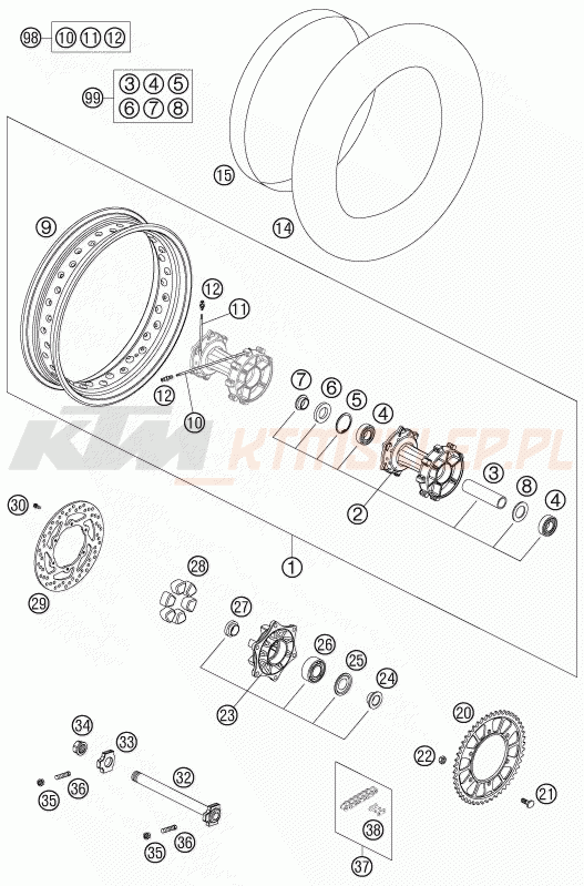 Schemat "koło tył" do KTM 950 ADVENTURE S