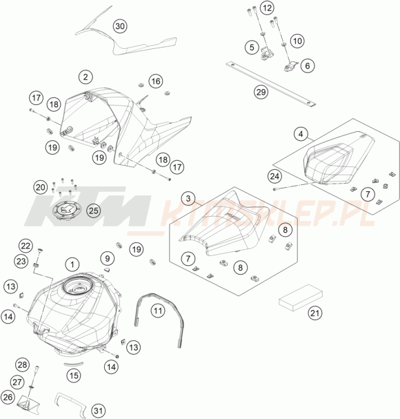 Schemat "TANK, SEAT" do KTM RC 390